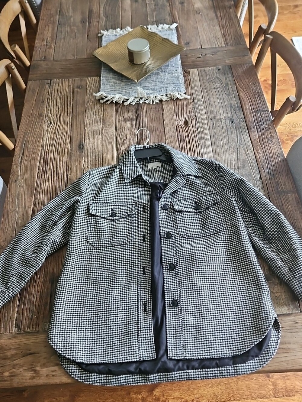 Loft Women’s Houndstooth Button-Front Jacket - Black/White Size Medium